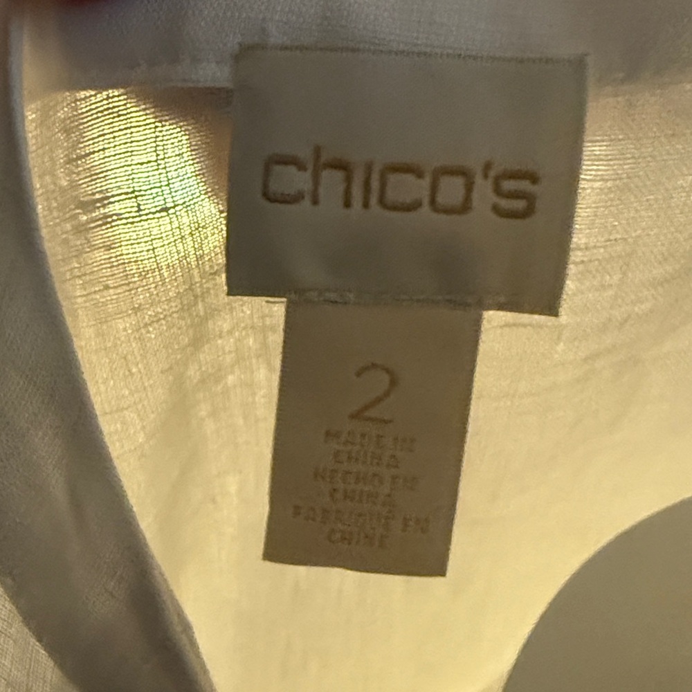 Chico's White Linen Lace Blouse - Picture 2 of 6